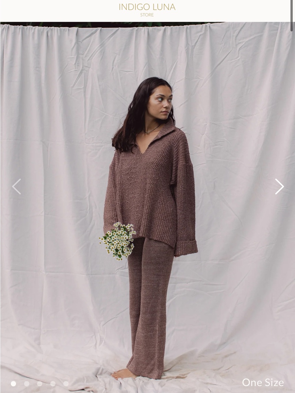 Indigo Luna Winterfall jumper in clove, one size